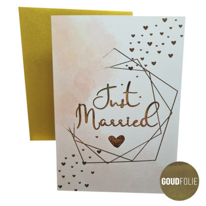 Just married – Luxe dubbele goudfolie wenskaart